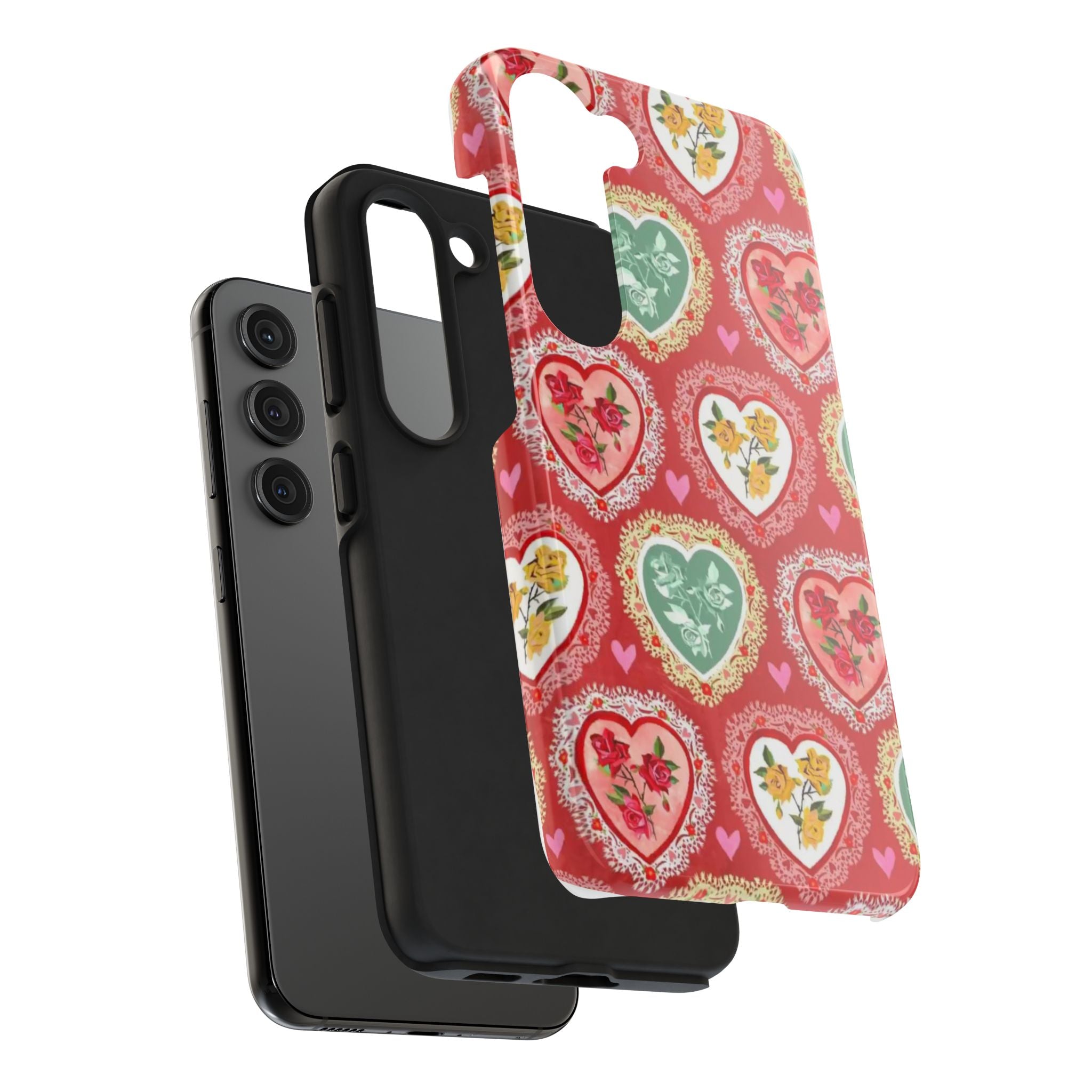 Vintage Floral Heart Tough Phone Case