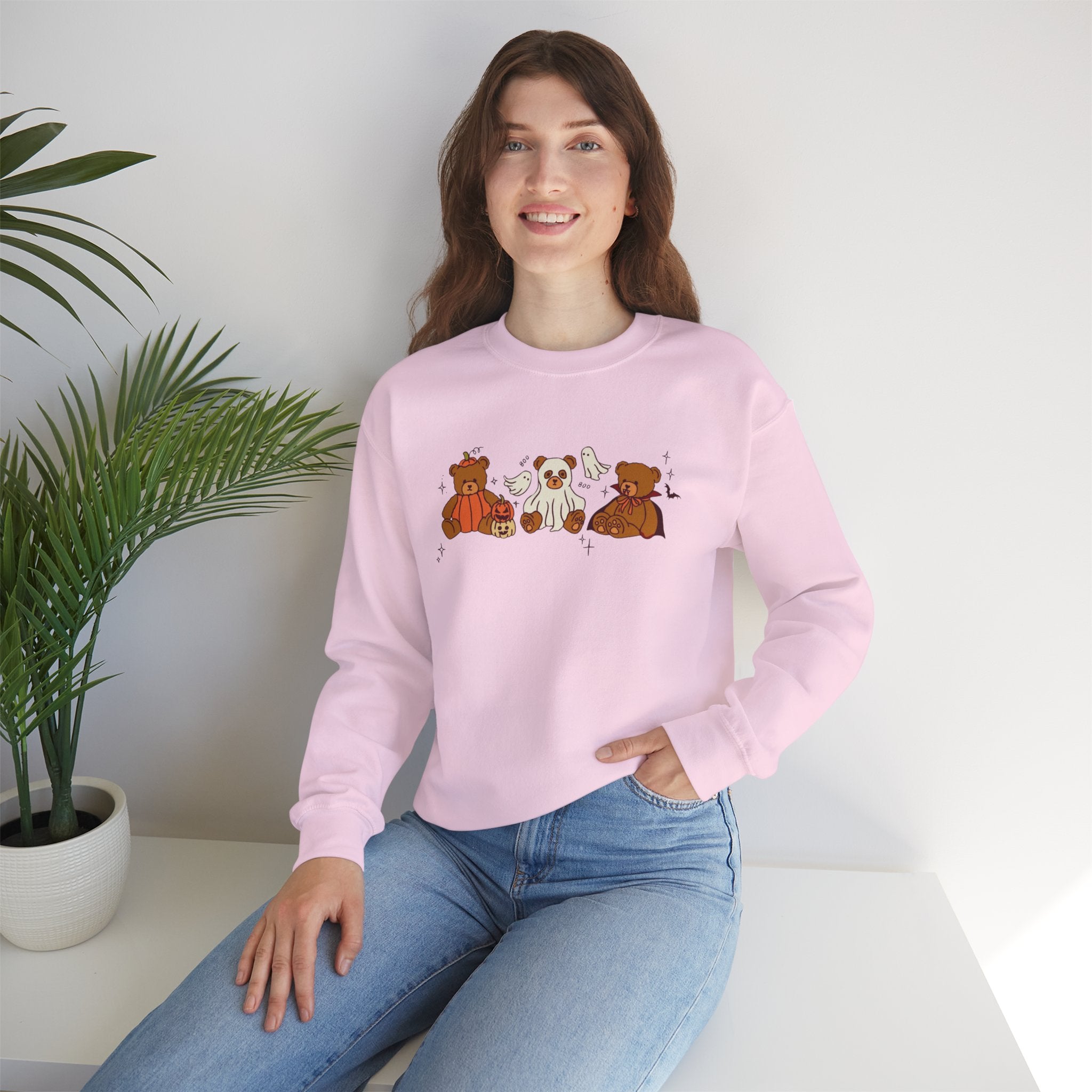 Cozy Halloween Crewneck Sweatshirt with Cute Bears