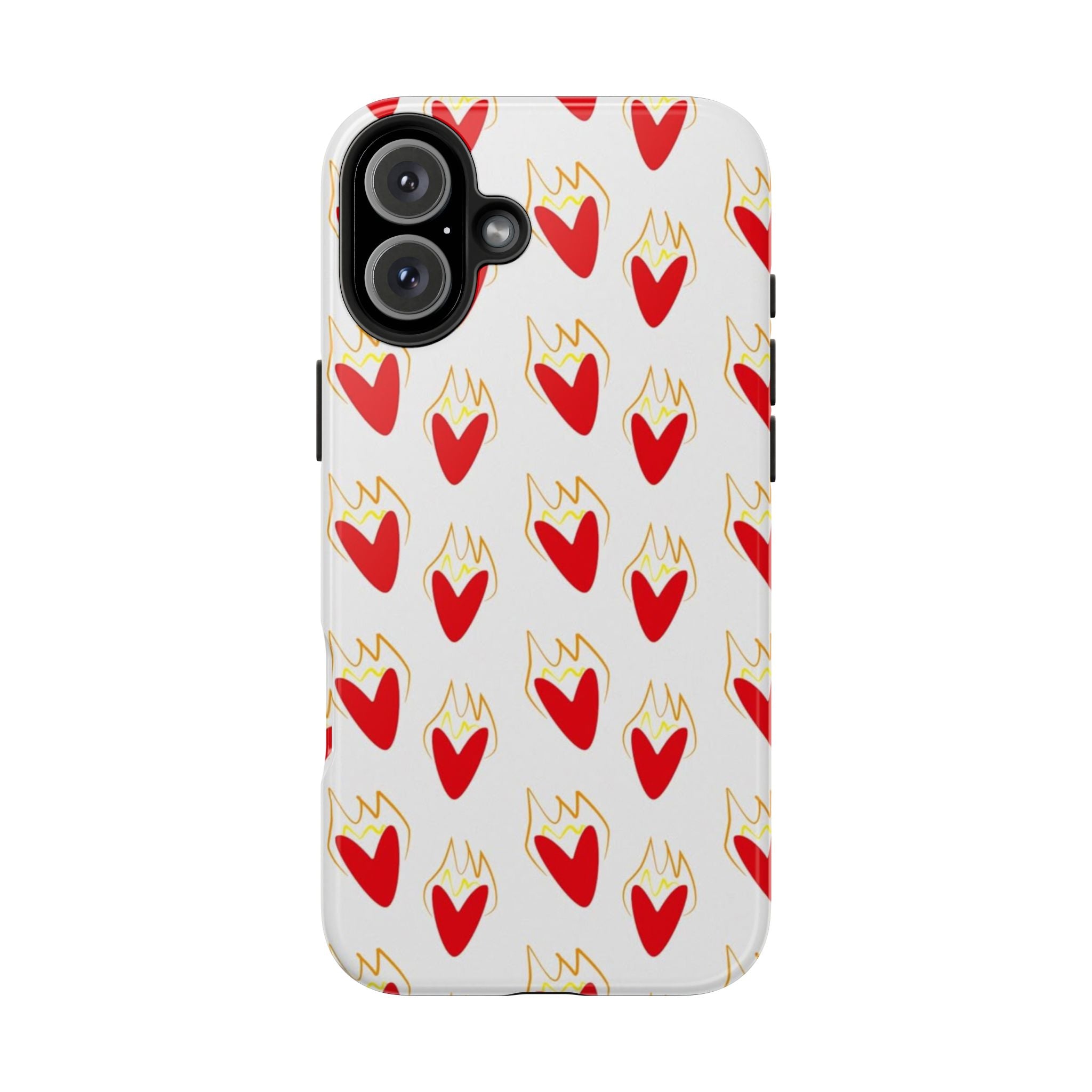 Tough Phone Case — Red Flaming Heart Pattern