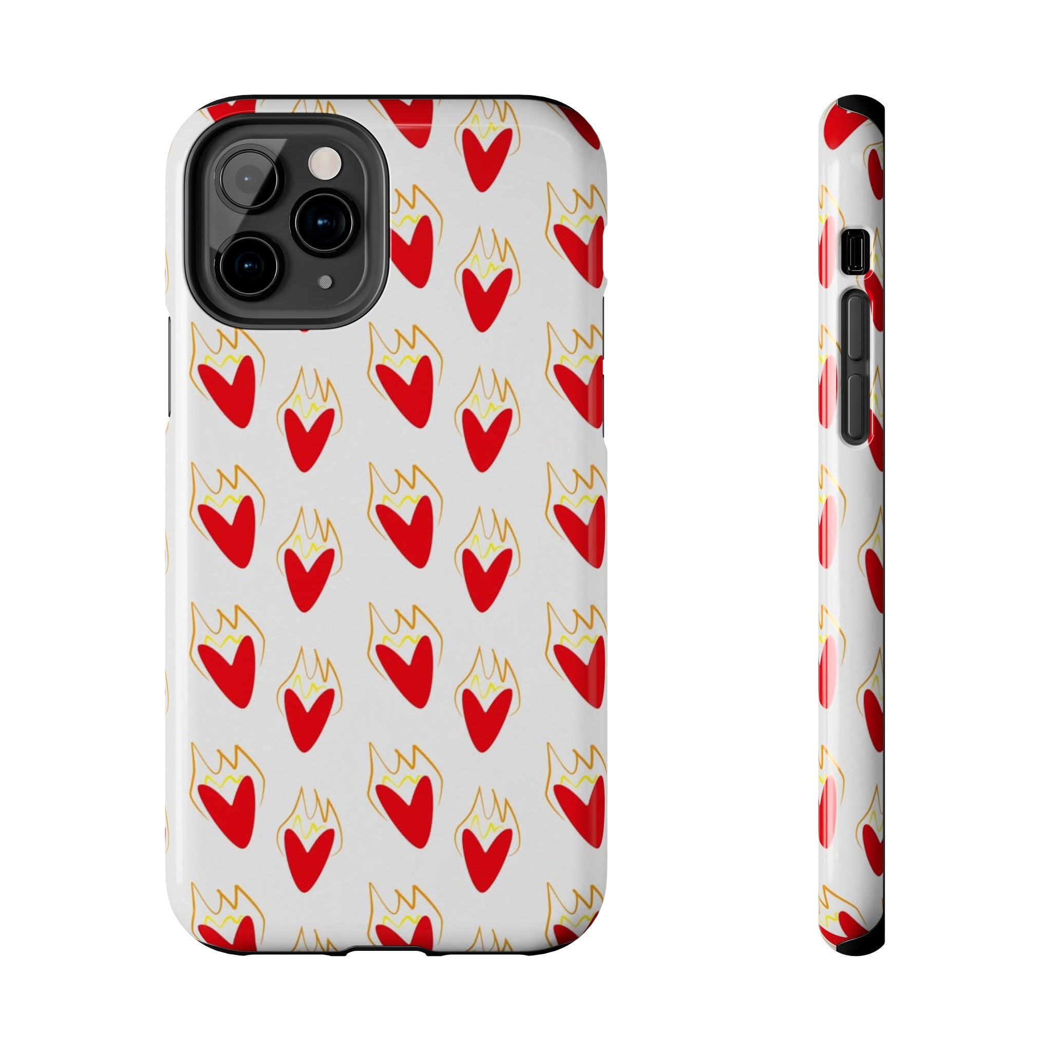 Tough Phone Case — Red Flaming Heart Pattern
