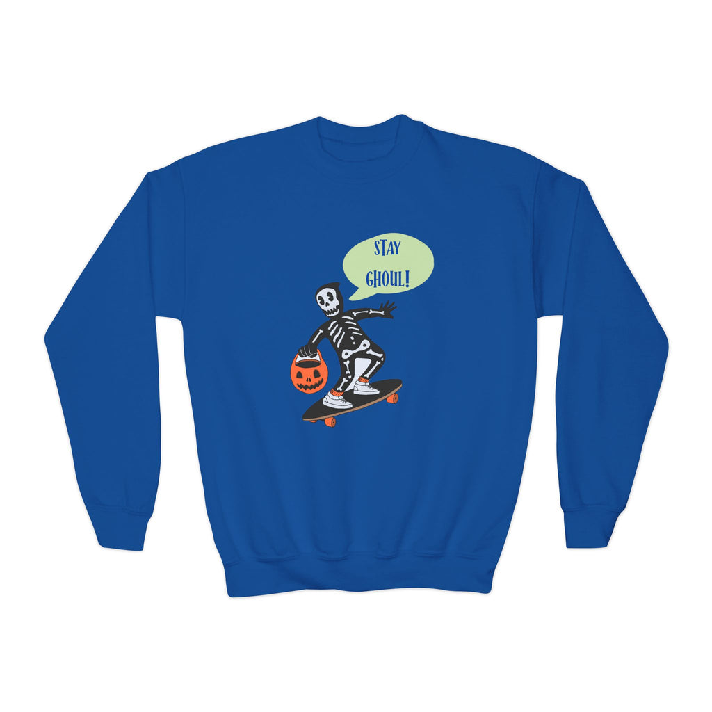 Youth Skeleton Skateboarding Crewneck Sweatshirt