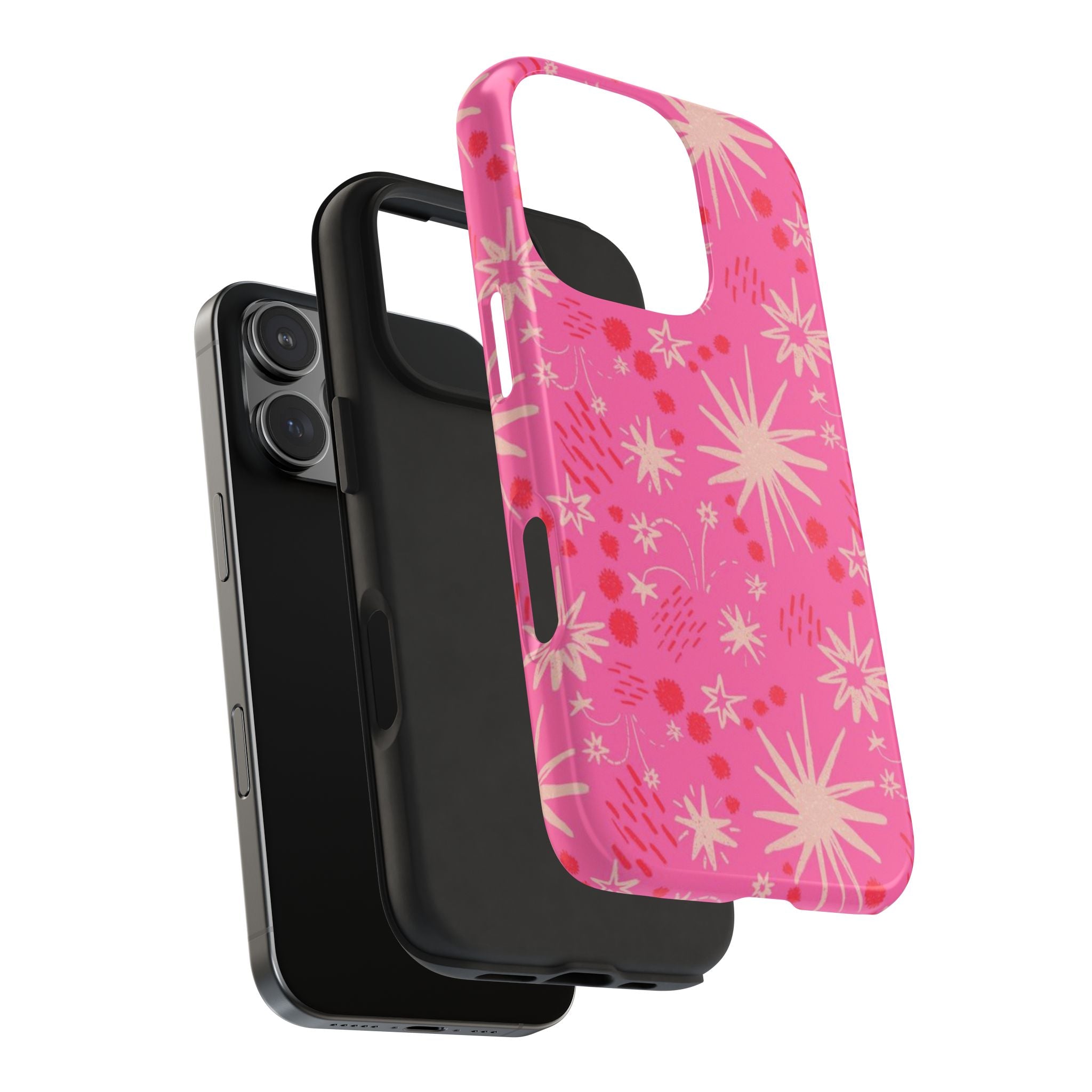 Tough Phone Case — Pink Retro Starburst Floral Protective Cover