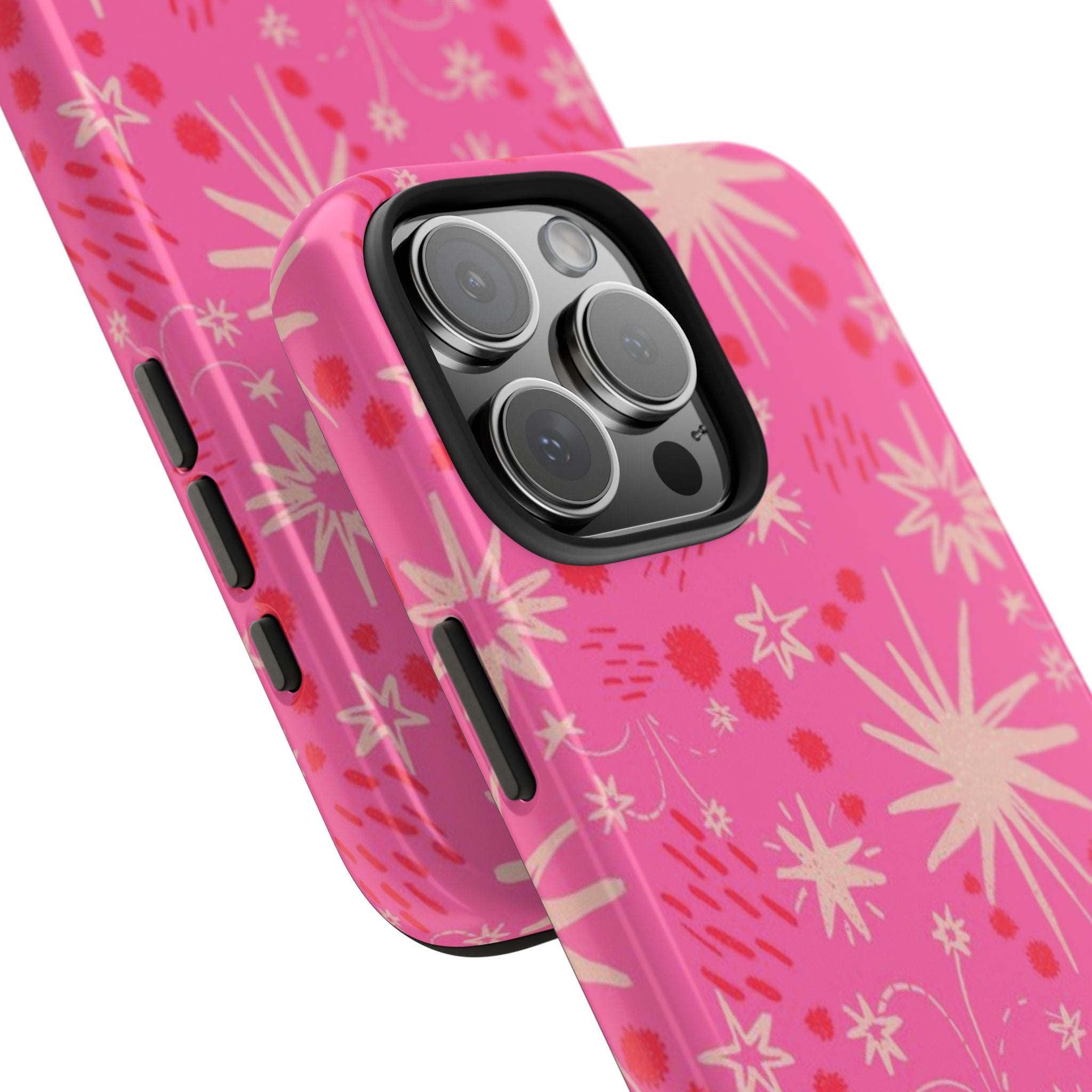 Tough Phone Case — Pink Retro Starburst Floral Protective Cover