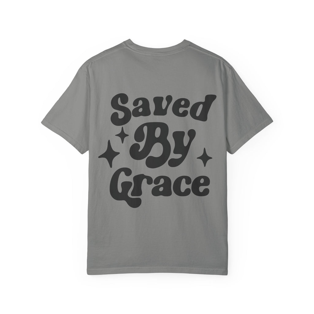 Garment-Dyed T-Shirt with 'Saved By Grace' Design