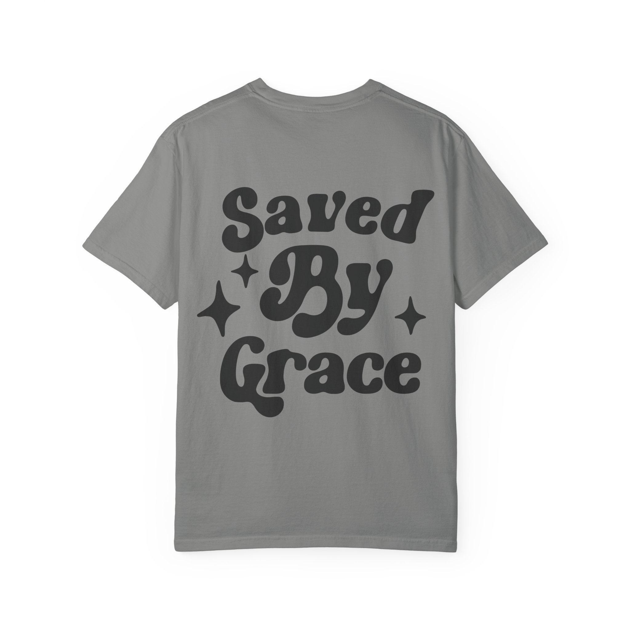 Garment-Dyed T-Shirt with 'Saved By Grace' Design