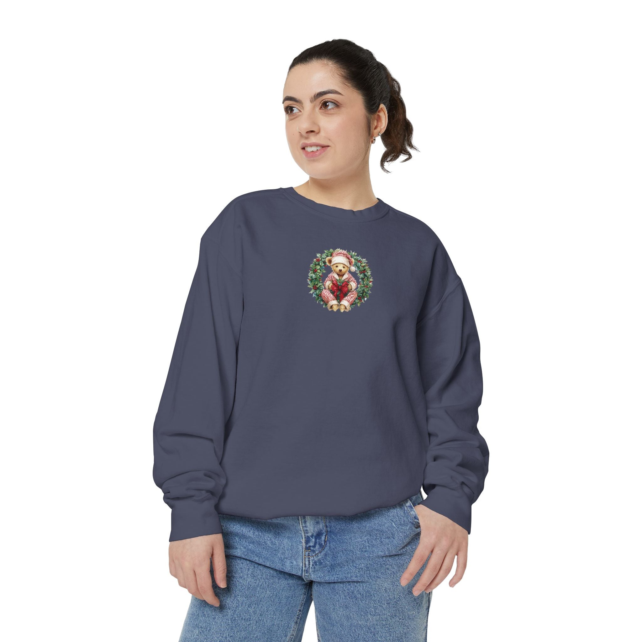 Comfort Color Christmas Teddy Wreath Sweatshirt