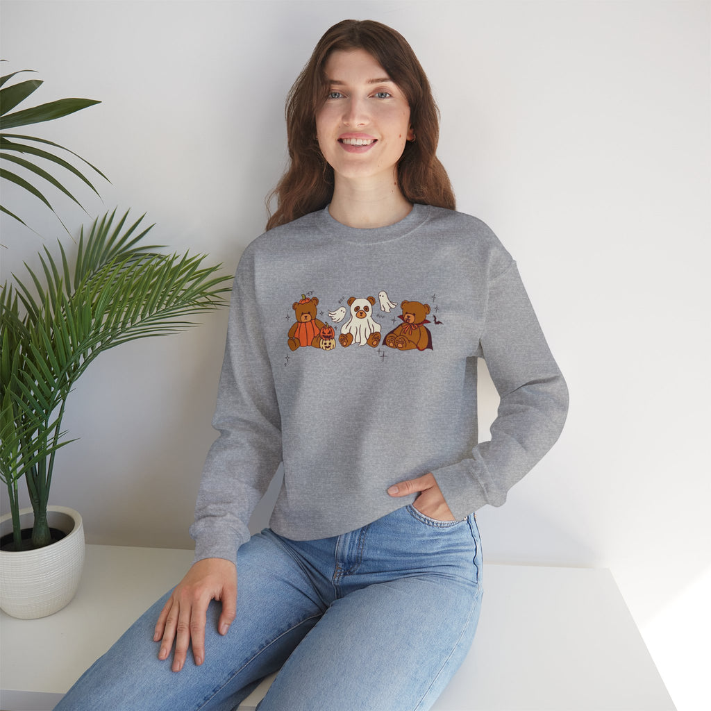 Cozy Halloween Crewneck Sweatshirt with Cute Bears