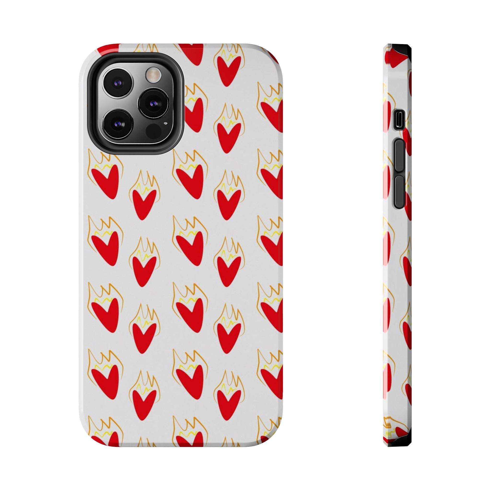 Tough Phone Case — Red Flaming Heart Pattern