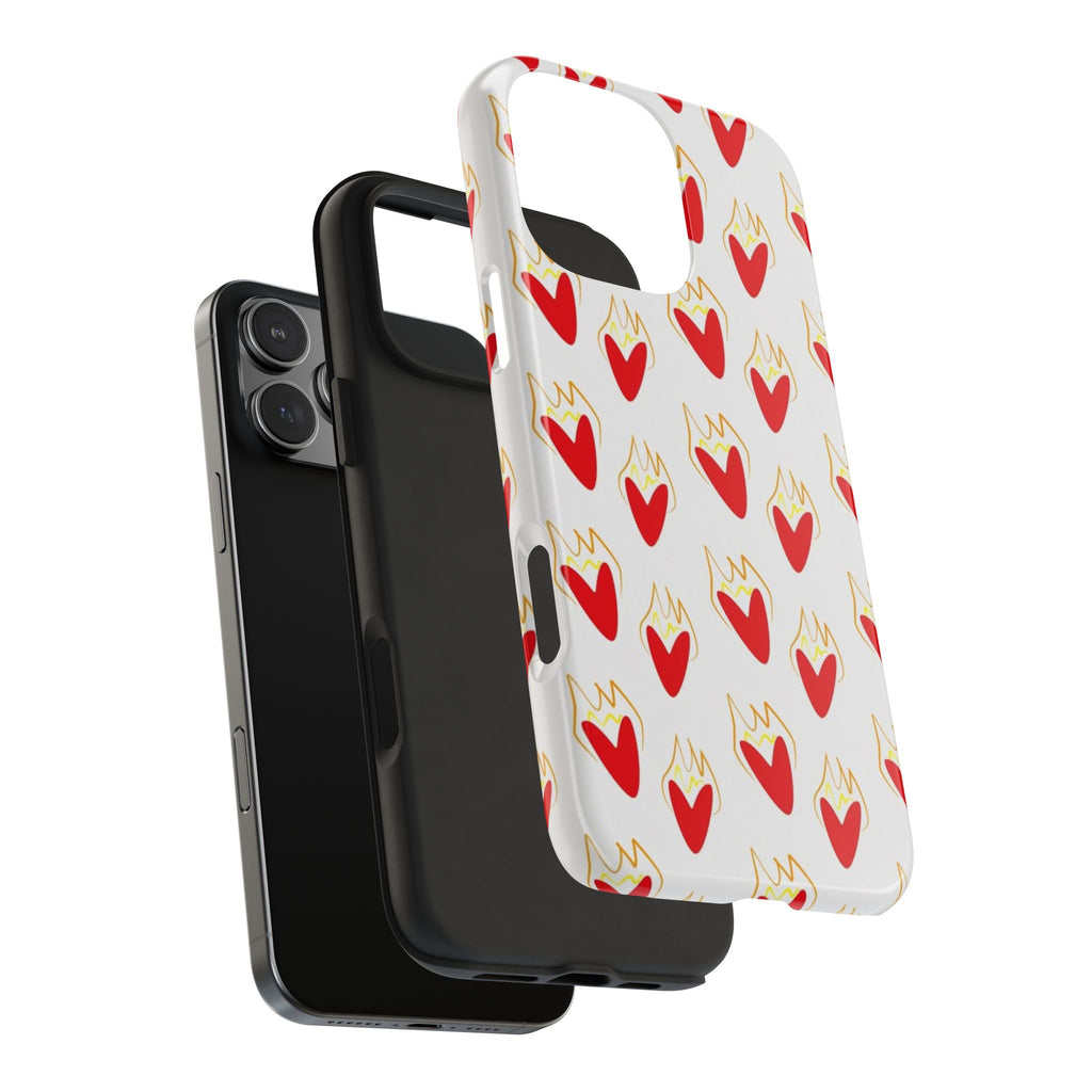 Tough Phone Case — Red Flaming Heart Pattern