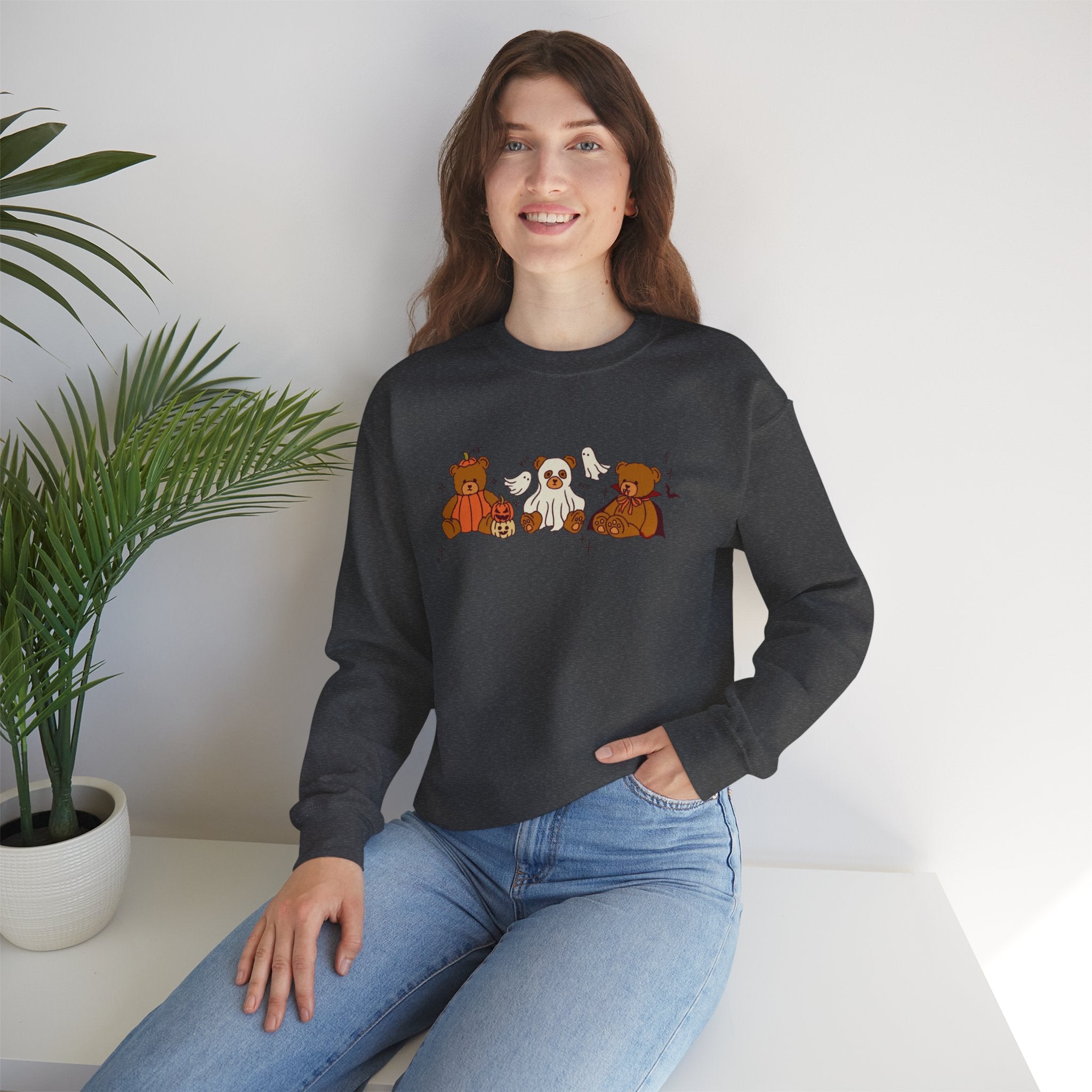 Cozy Halloween Crewneck Sweatshirt with Cute Bears