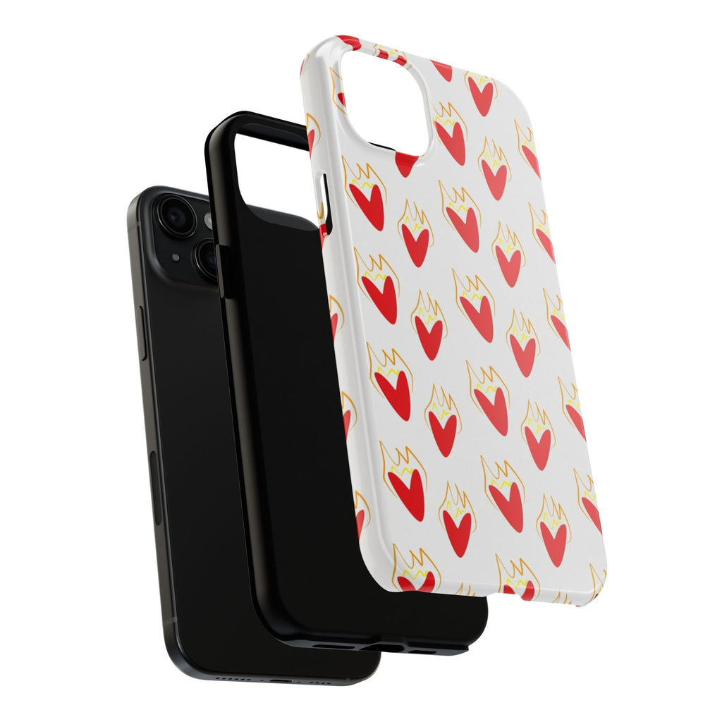 Tough Phone Case — Red Flaming Heart Pattern