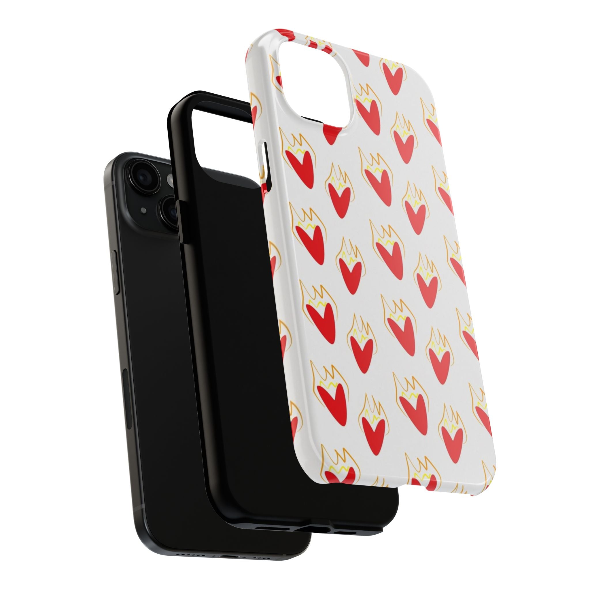 Tough Phone Case — Red Flaming Heart Pattern