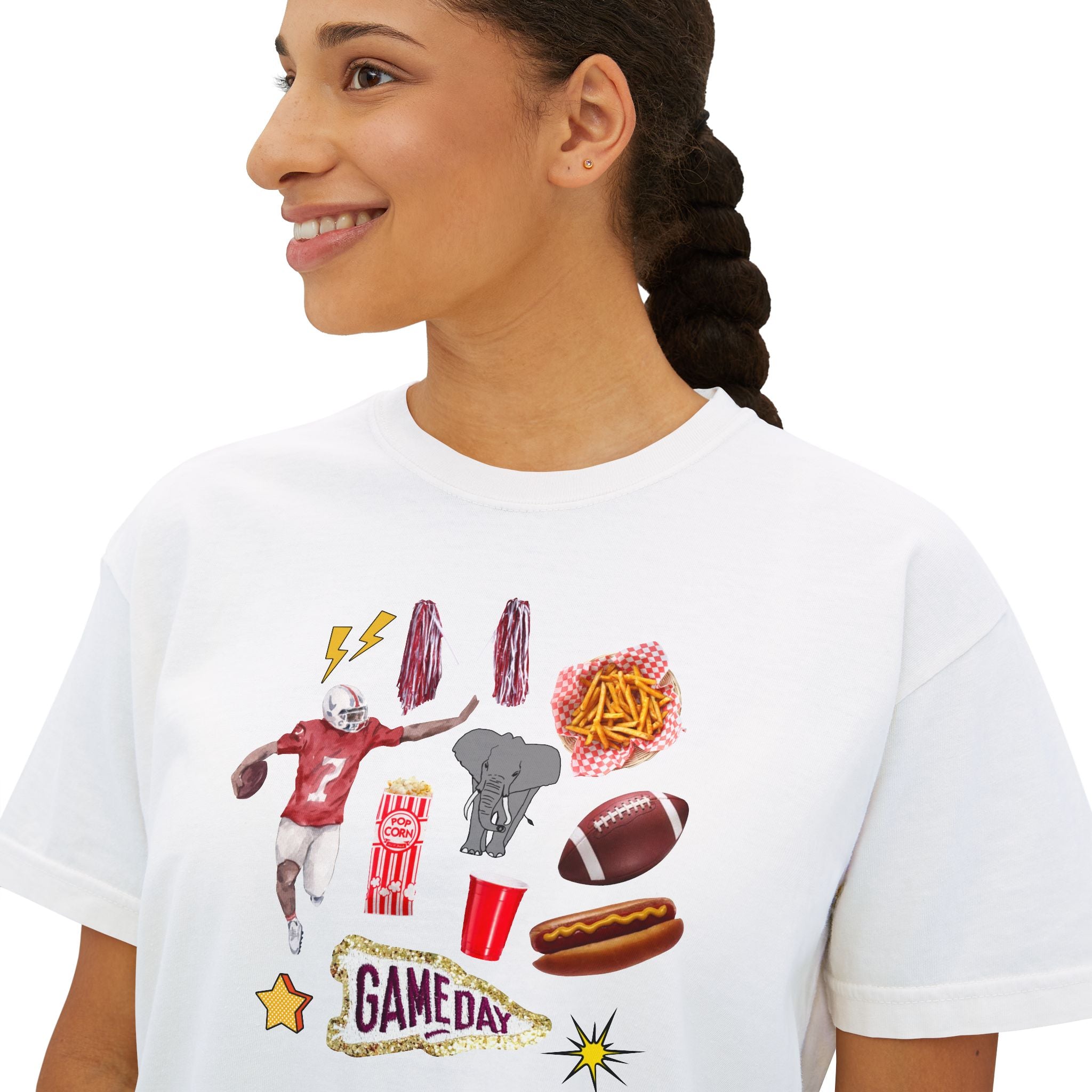 Women's Bama Football Charm Boxy Tee