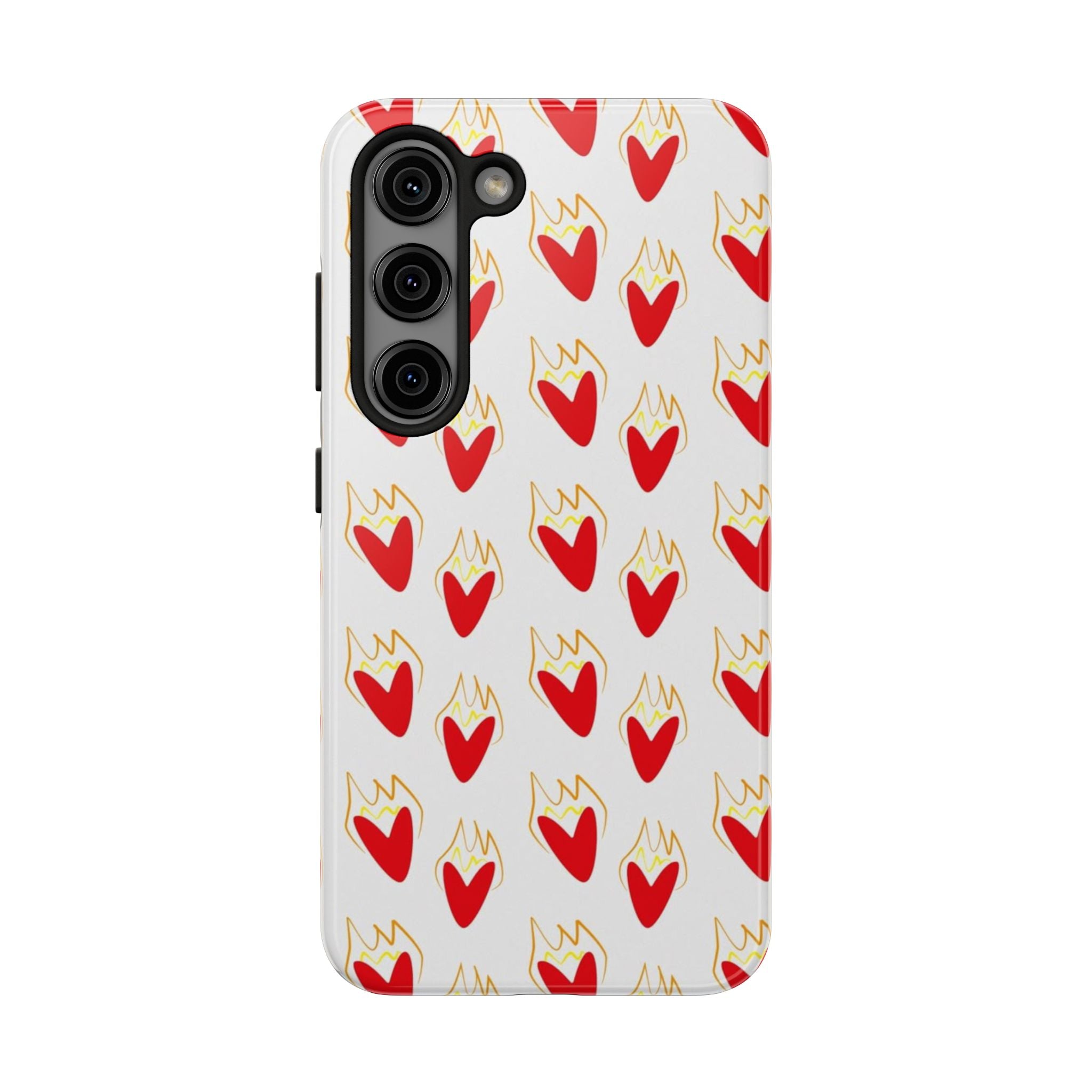Tough Phone Case — Red Flaming Heart Pattern