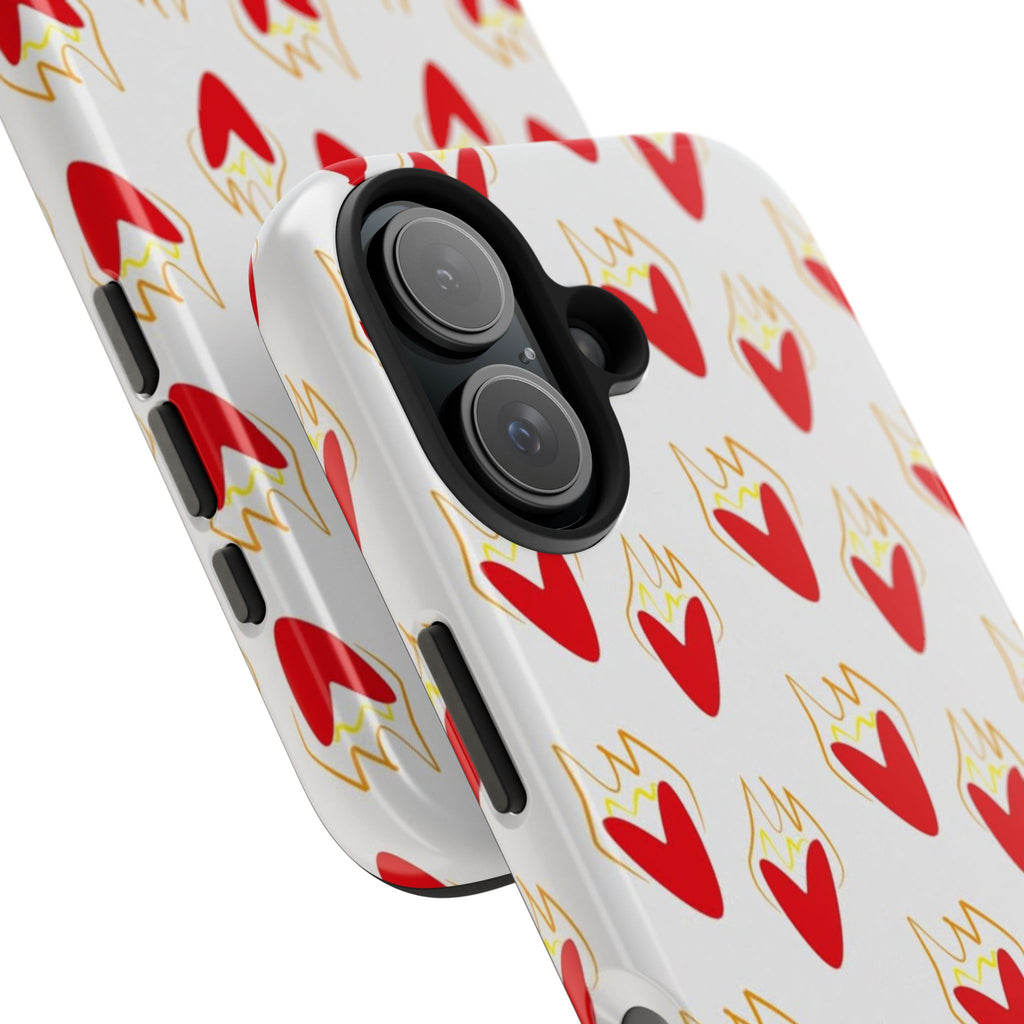 Tough Phone Case — Red Flaming Heart Pattern