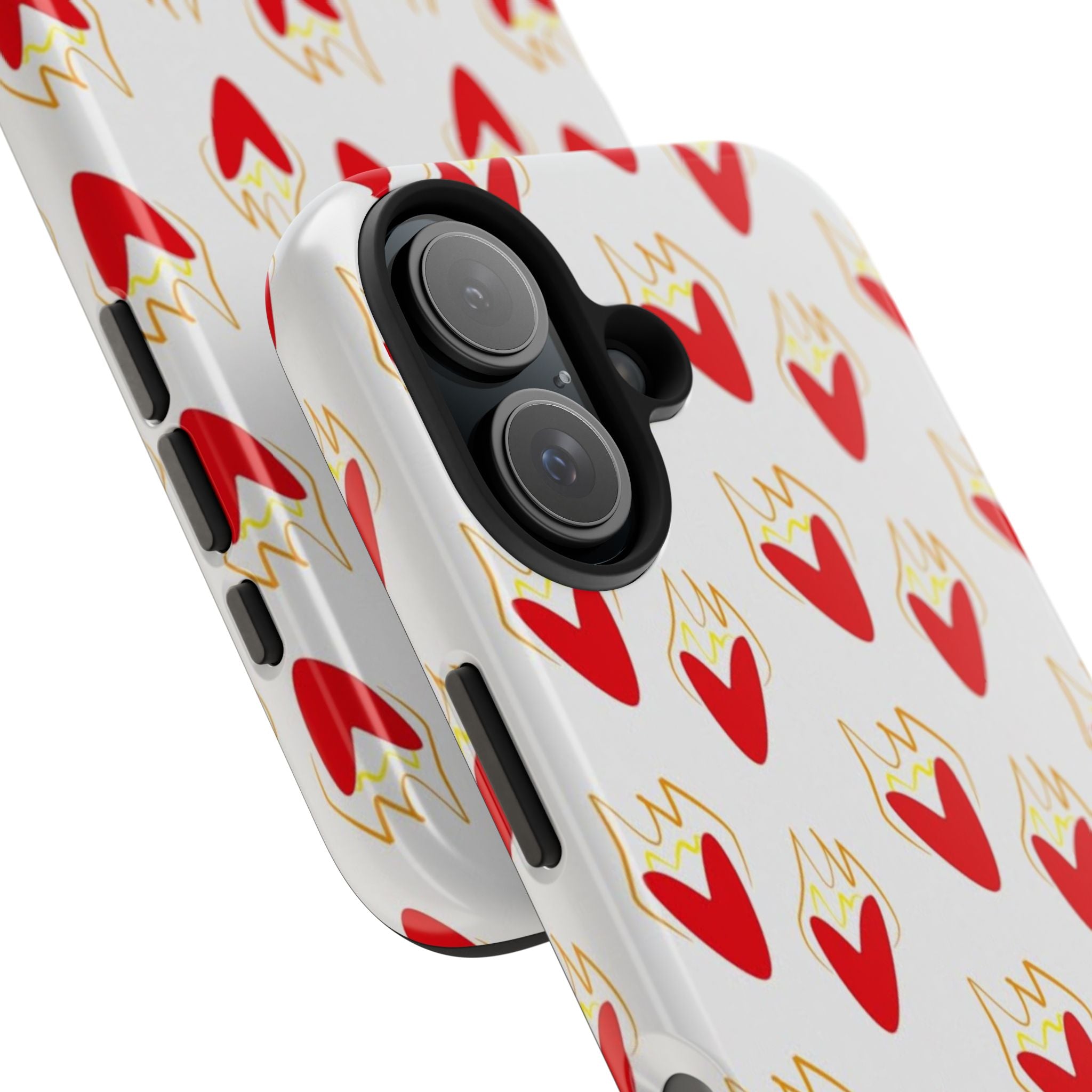 Tough Phone Case — Red Flaming Heart Pattern
