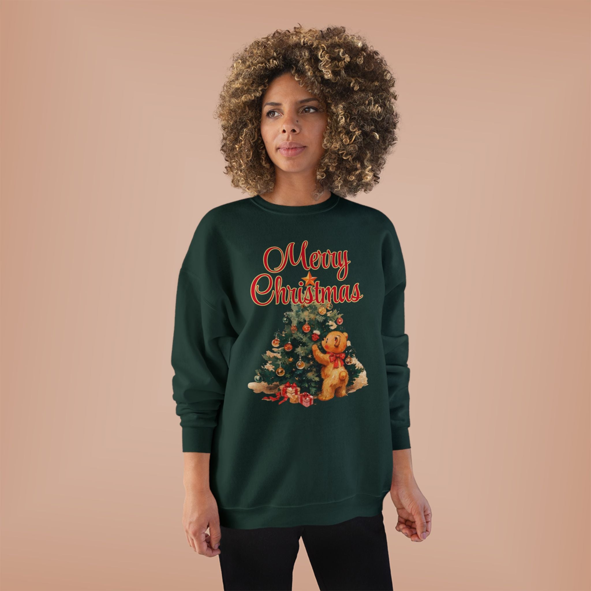 Christmas Tree Teddy Sweatshirt — Vintage Holiday Crewneck