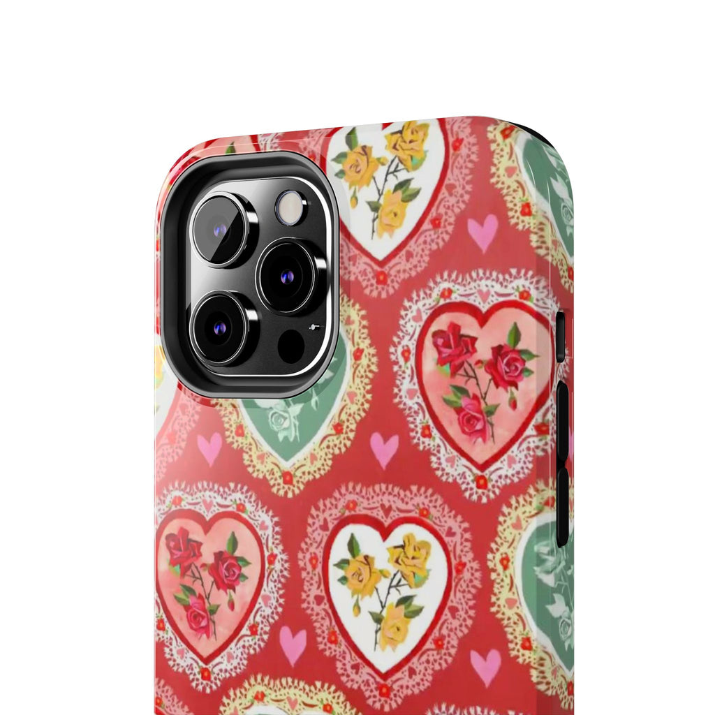 Vintage Floral Heart Tough Phone Case