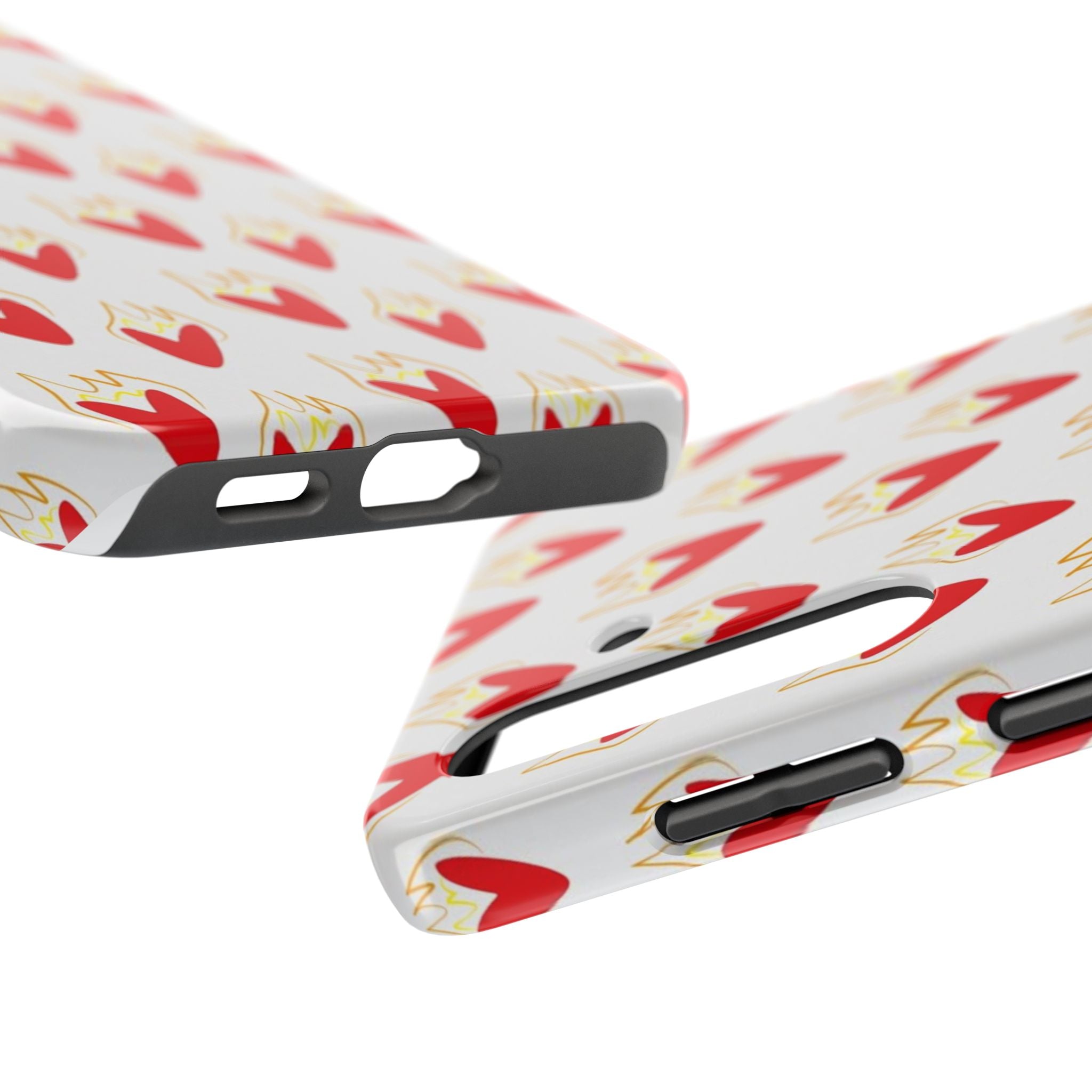 Tough Phone Case — Red Flaming Heart Pattern