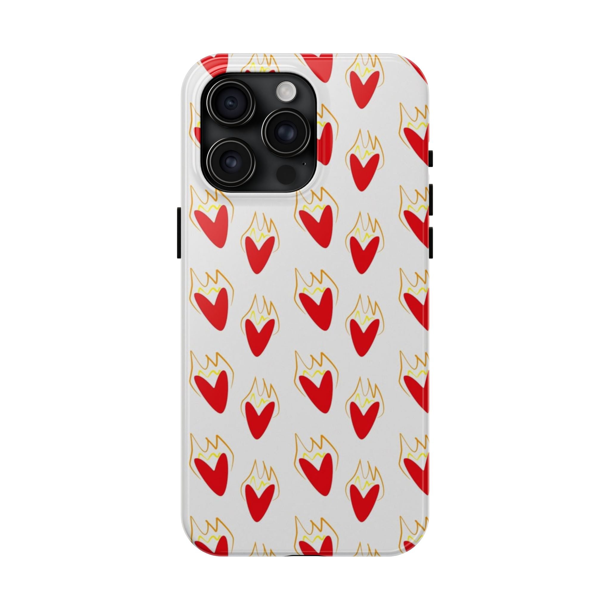 Tough Phone Case — Red Flaming Heart Pattern