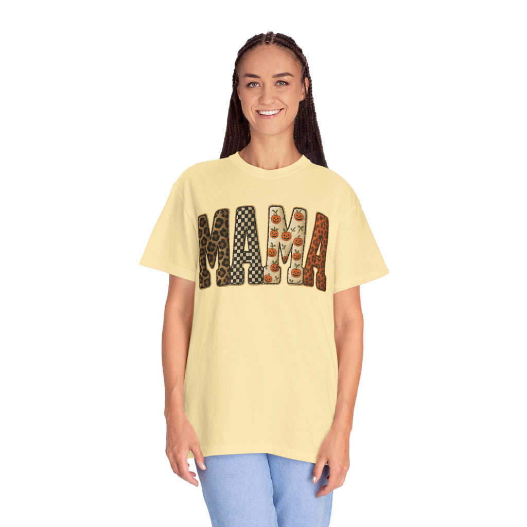 Mama Floral Garment-Dyed T-Shirt, Cute Gift for Moms, Casual Wear, Mother's Day, Family Celebrations, Everyday Comfort