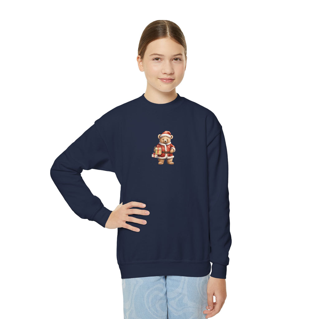 Youth Crewneck Sweatshirt — Cute Vintage Santa Kids Christmas Sweatshirt