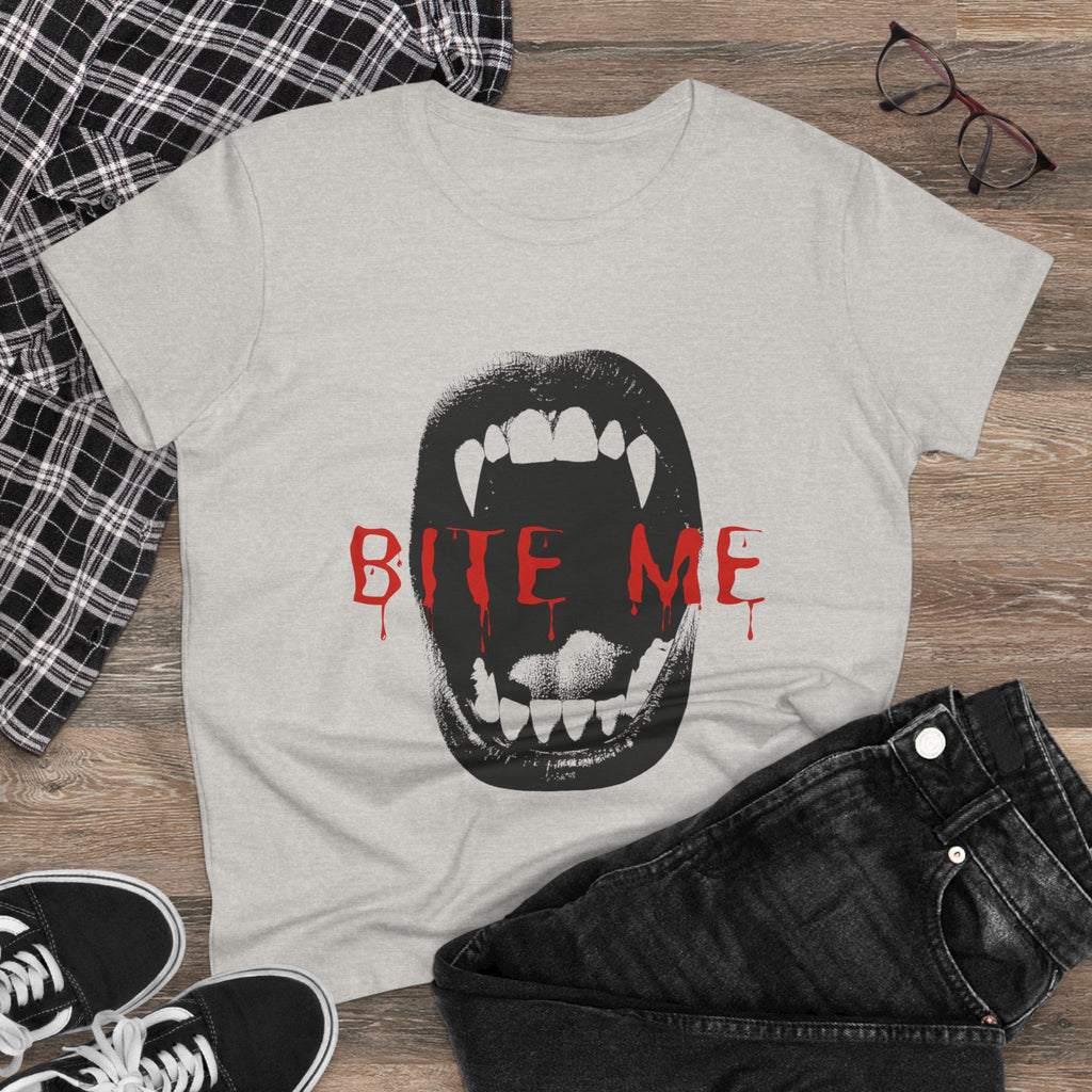 Spooky Graphic Tee, Halloween Shirt, Bite Me Design T-Shirt, Casual Wear, Horror Fan Apparel, Unique Gift Idea