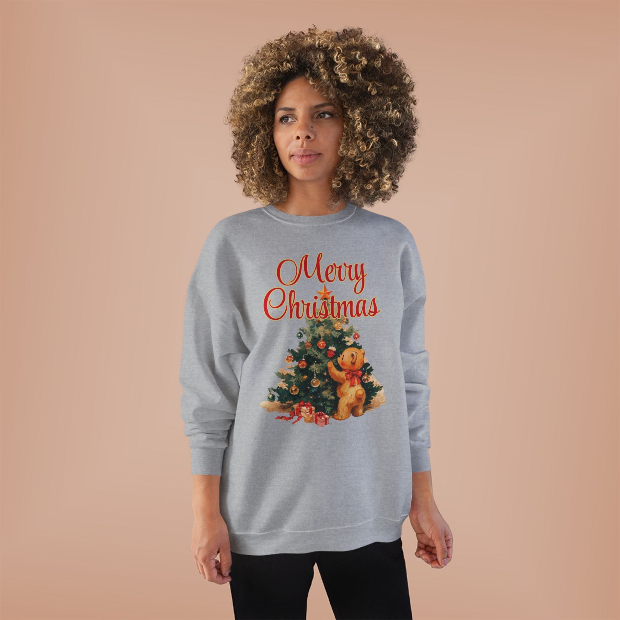 Christmas Tree Teddy Sweatshirt — Vintage Holiday Crewneck