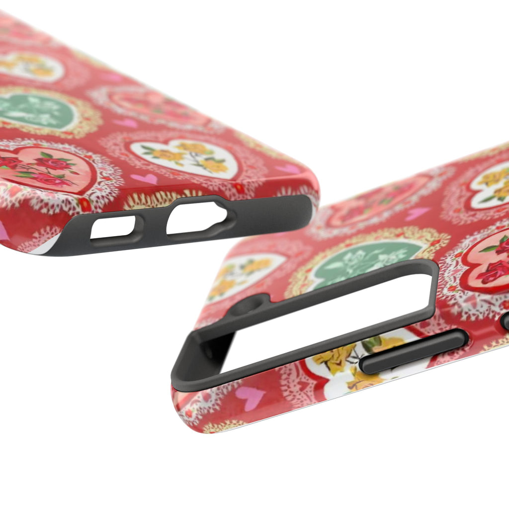 Vintage Floral Heart Tough Phone Case