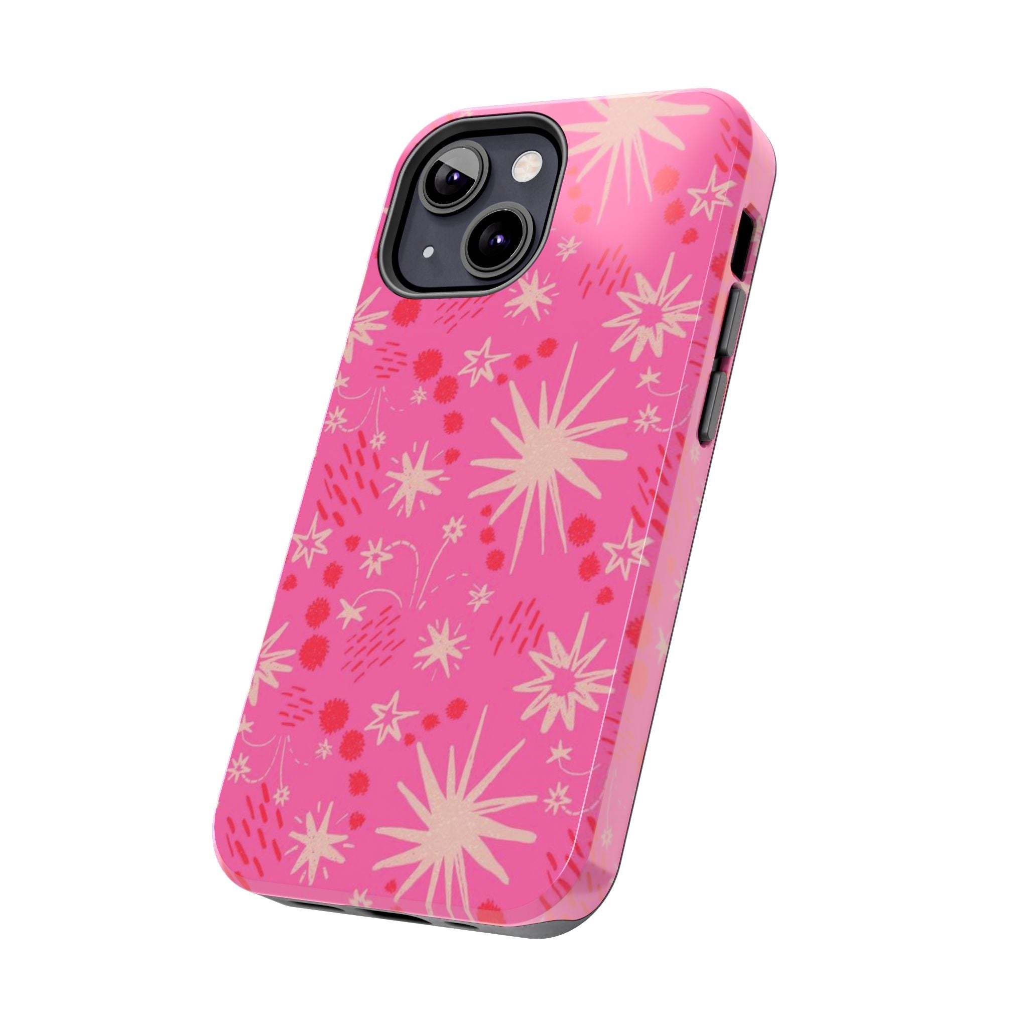 Tough Phone Case — Pink Retro Starburst Floral Protective Cover