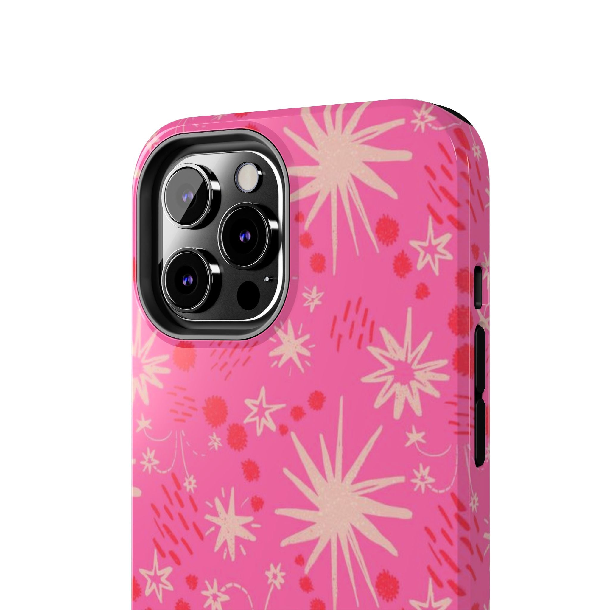 Tough Phone Case — Pink Retro Starburst Floral Protective Cover