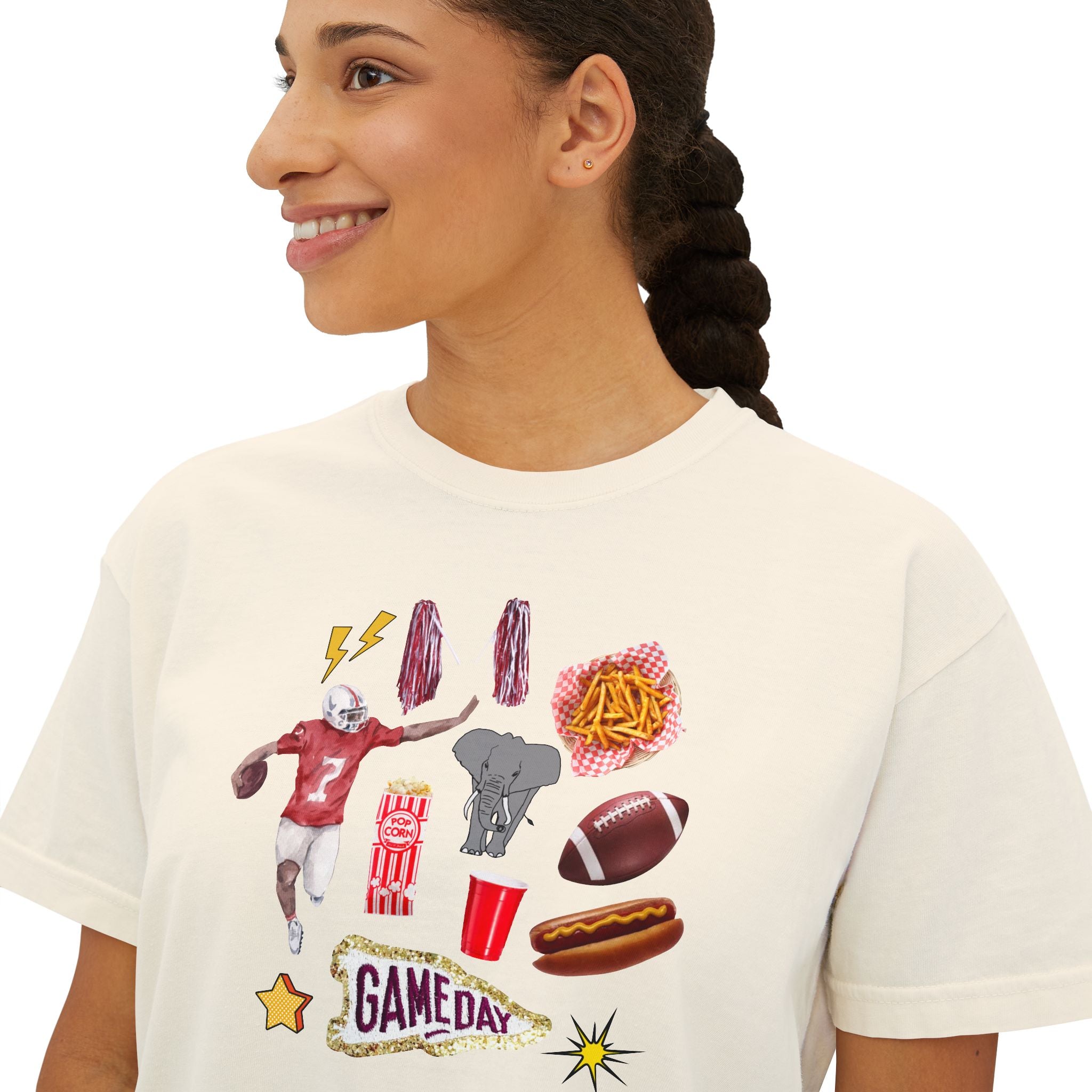 Women's Bama Football Charm Boxy Tee