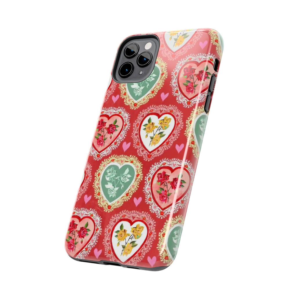 Vintage Floral Heart Tough Phone Case