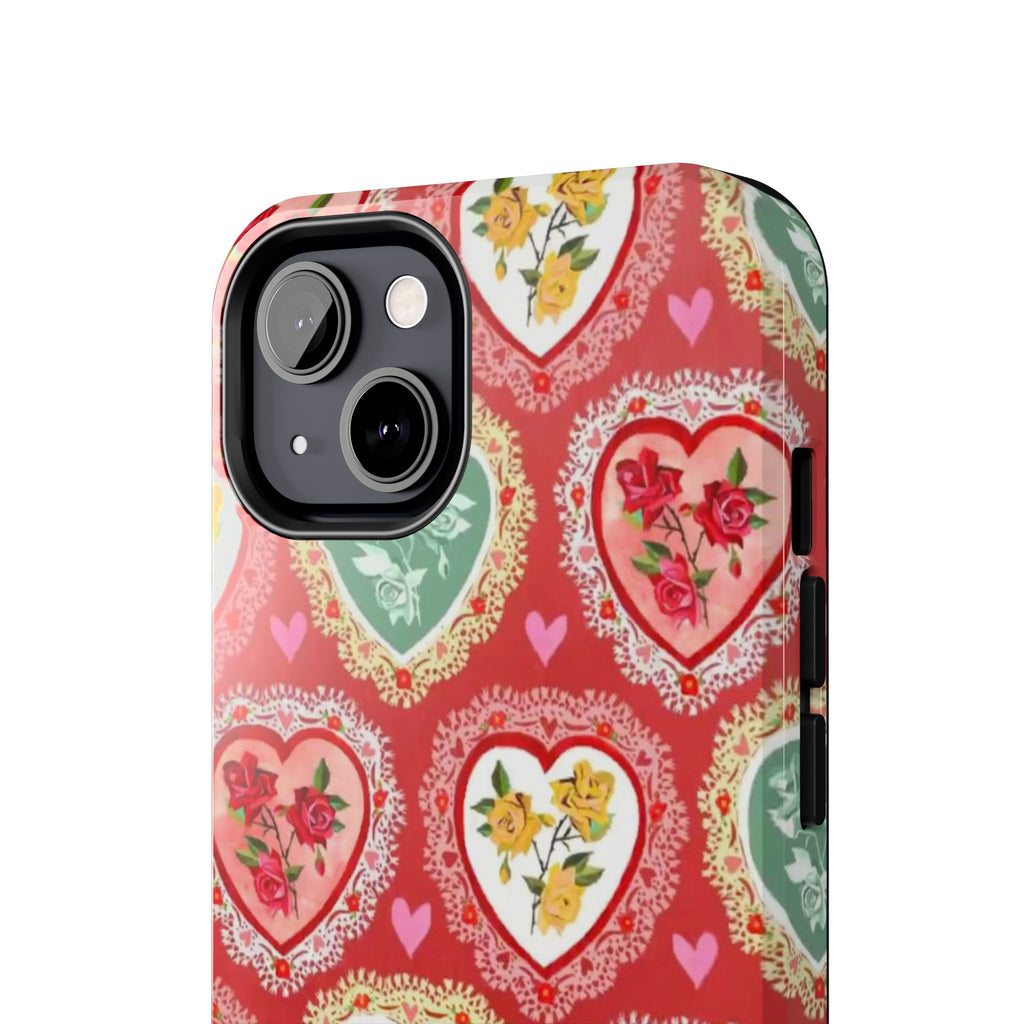 Vintage Floral Heart Tough Phone Case