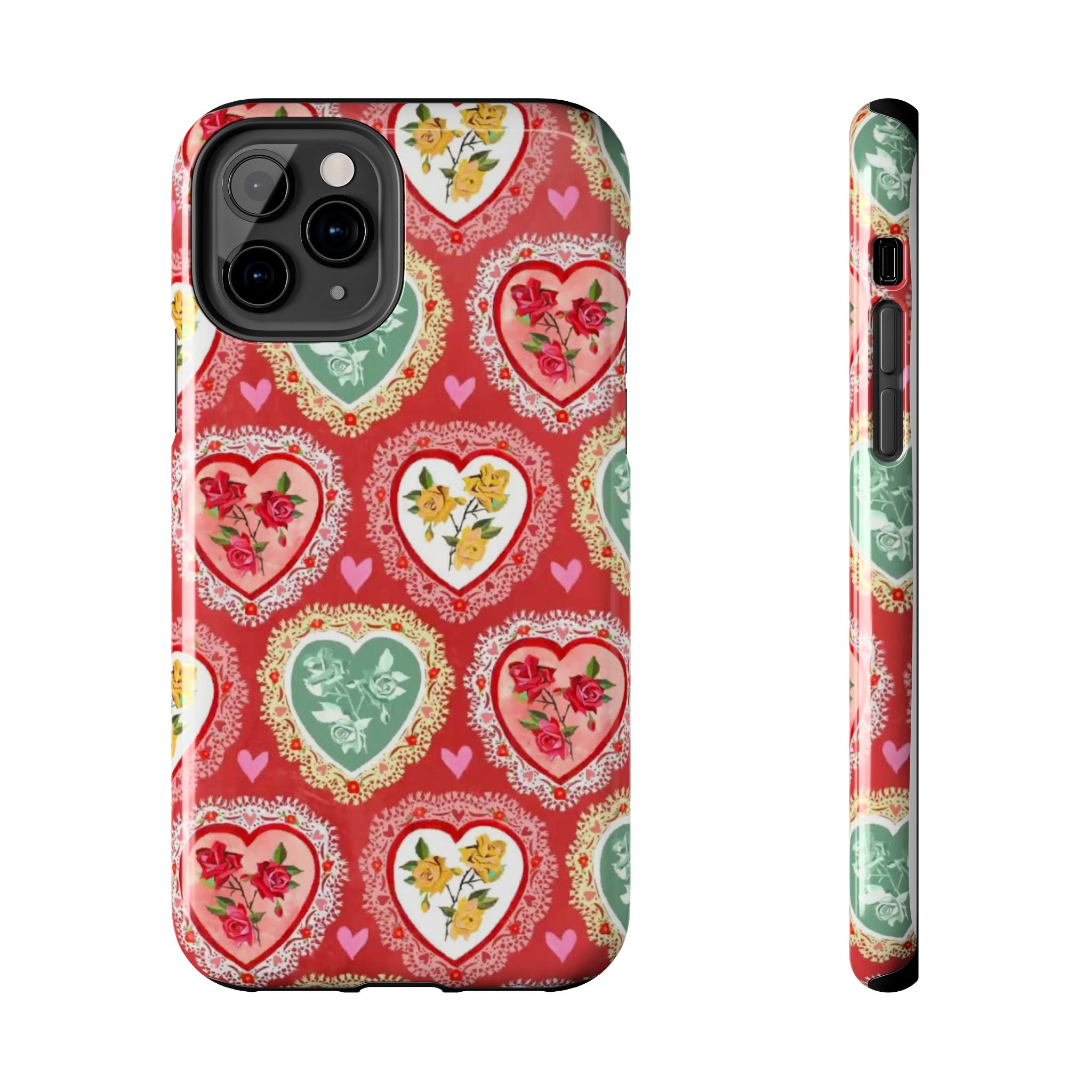Vintage Floral Heart Tough Phone Case