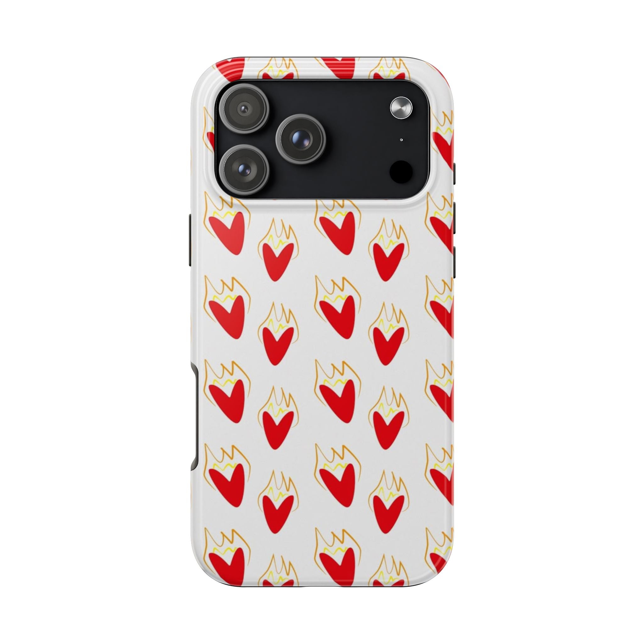 Tough Phone Case — Red Flaming Heart Pattern