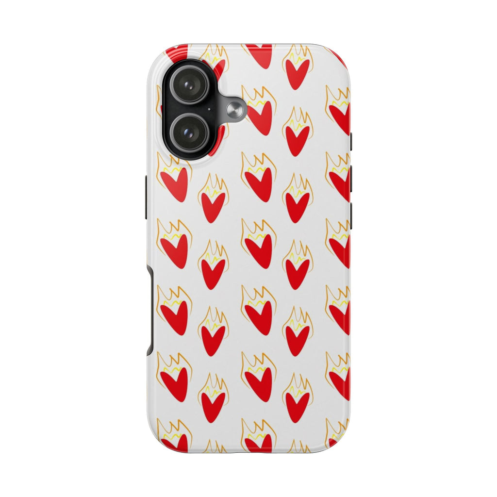 Tough Phone Case — Red Flaming Heart Pattern