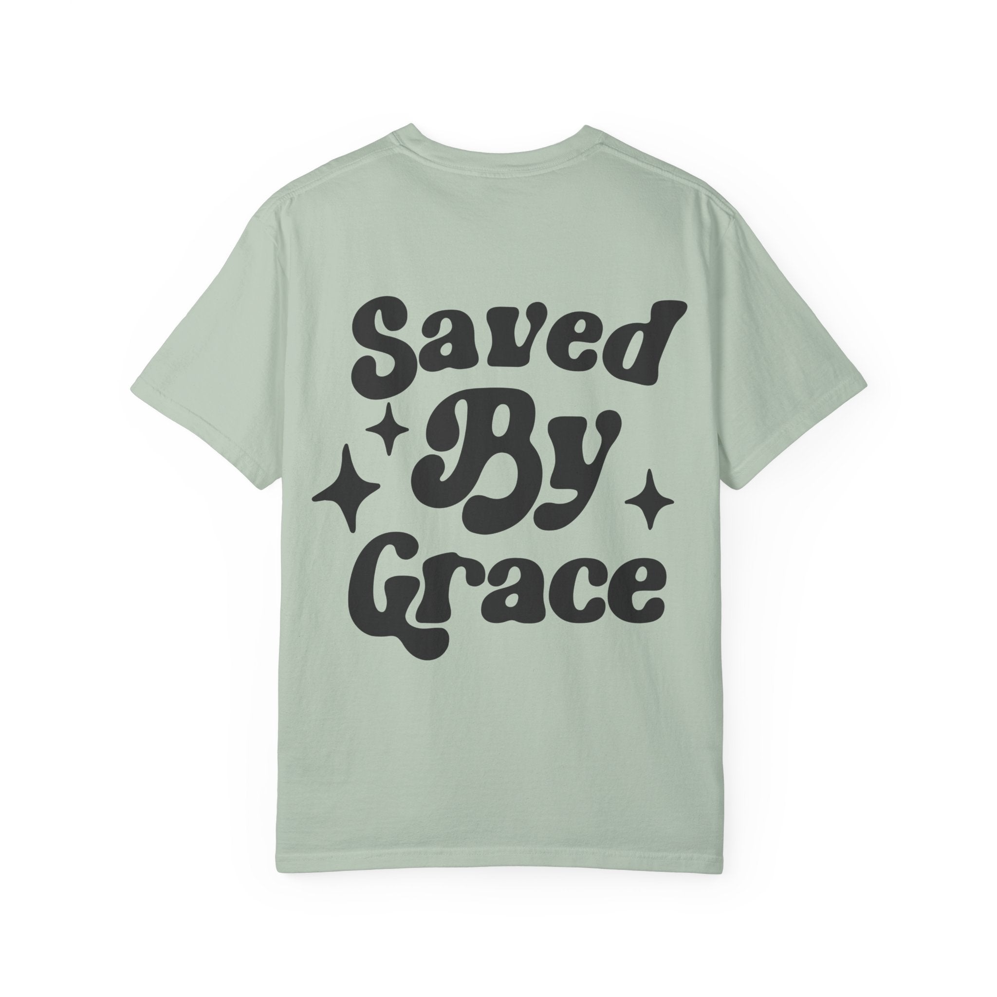 Garment-Dyed T-Shirt with 'Saved By Grace' Design