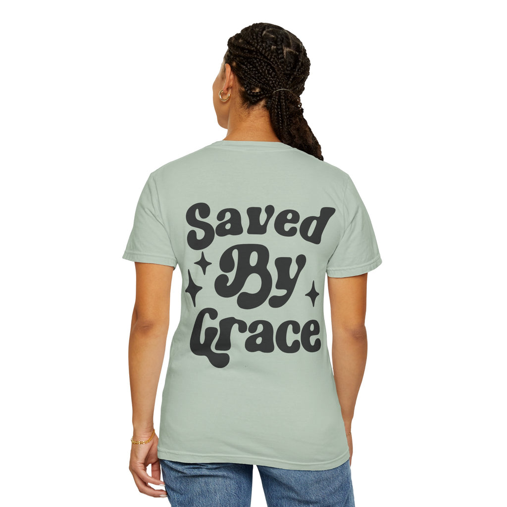 Garment-Dyed T-Shirt with 'Saved By Grace' Design