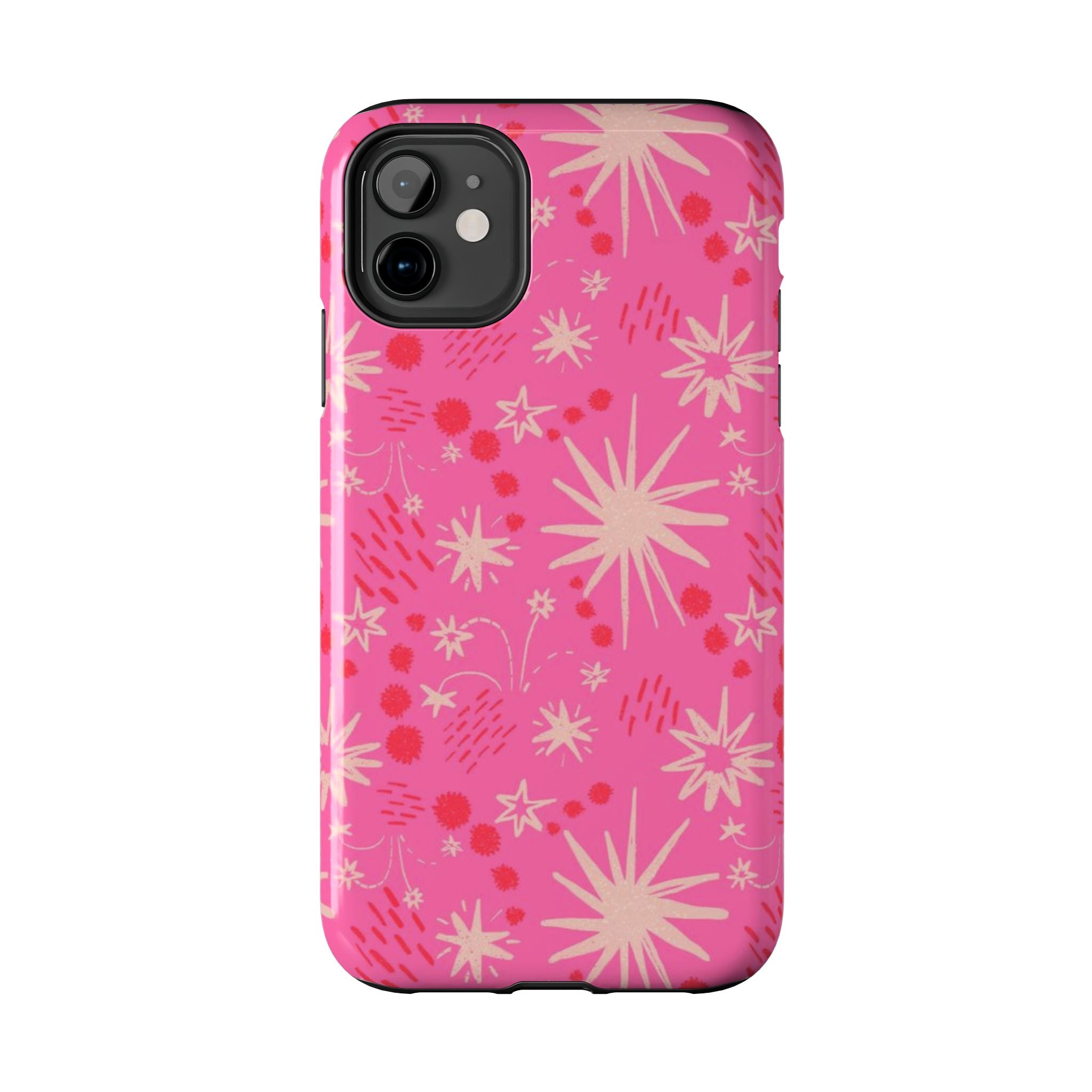 Tough Phone Case — Pink Retro Starburst Floral Protective Cover
