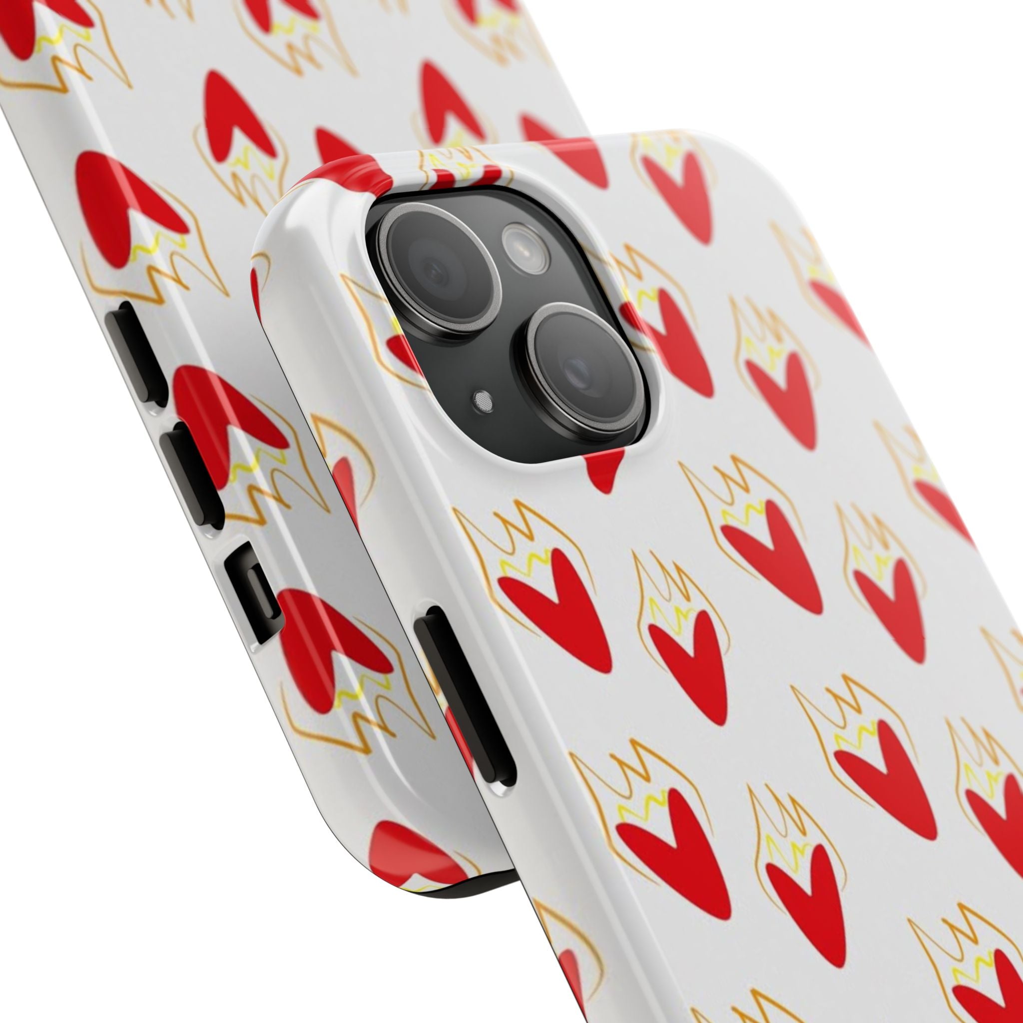 Tough Phone Case — Red Flaming Heart Pattern