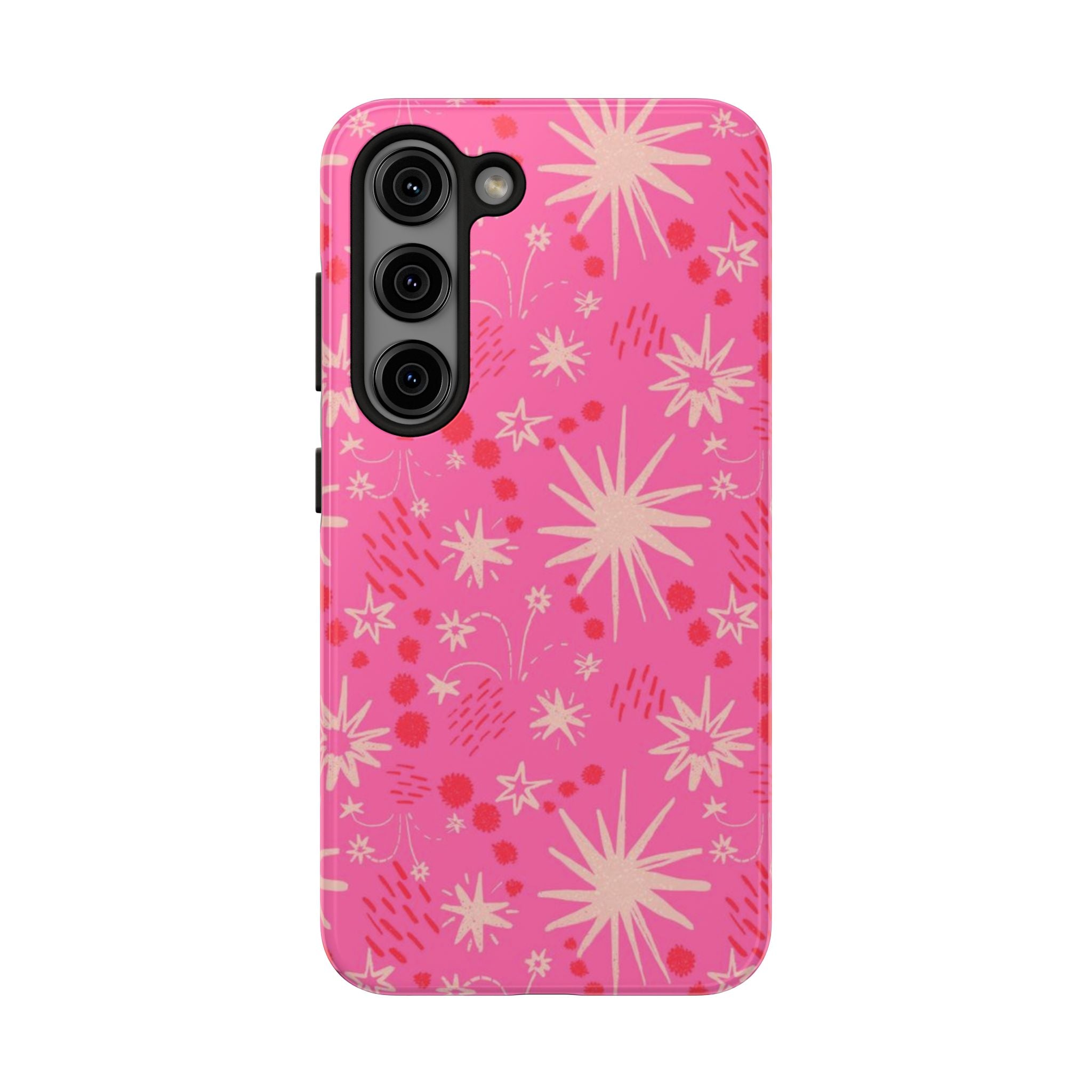 Tough Phone Case — Pink Retro Starburst Floral Protective Cover