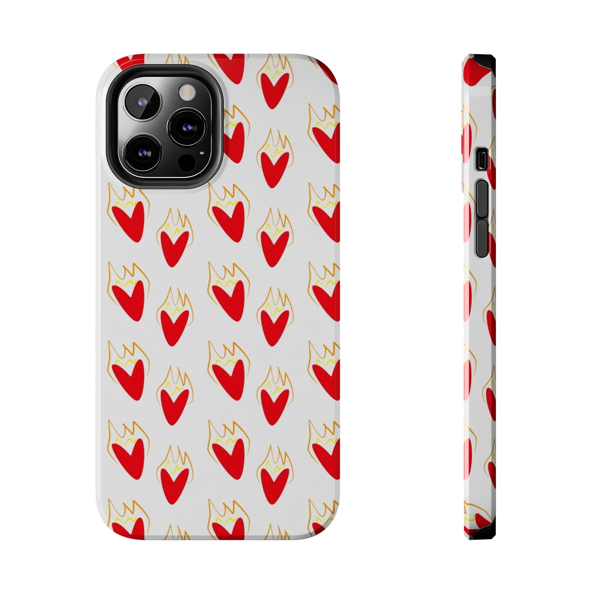 Tough Phone Case — Red Flaming Heart Pattern