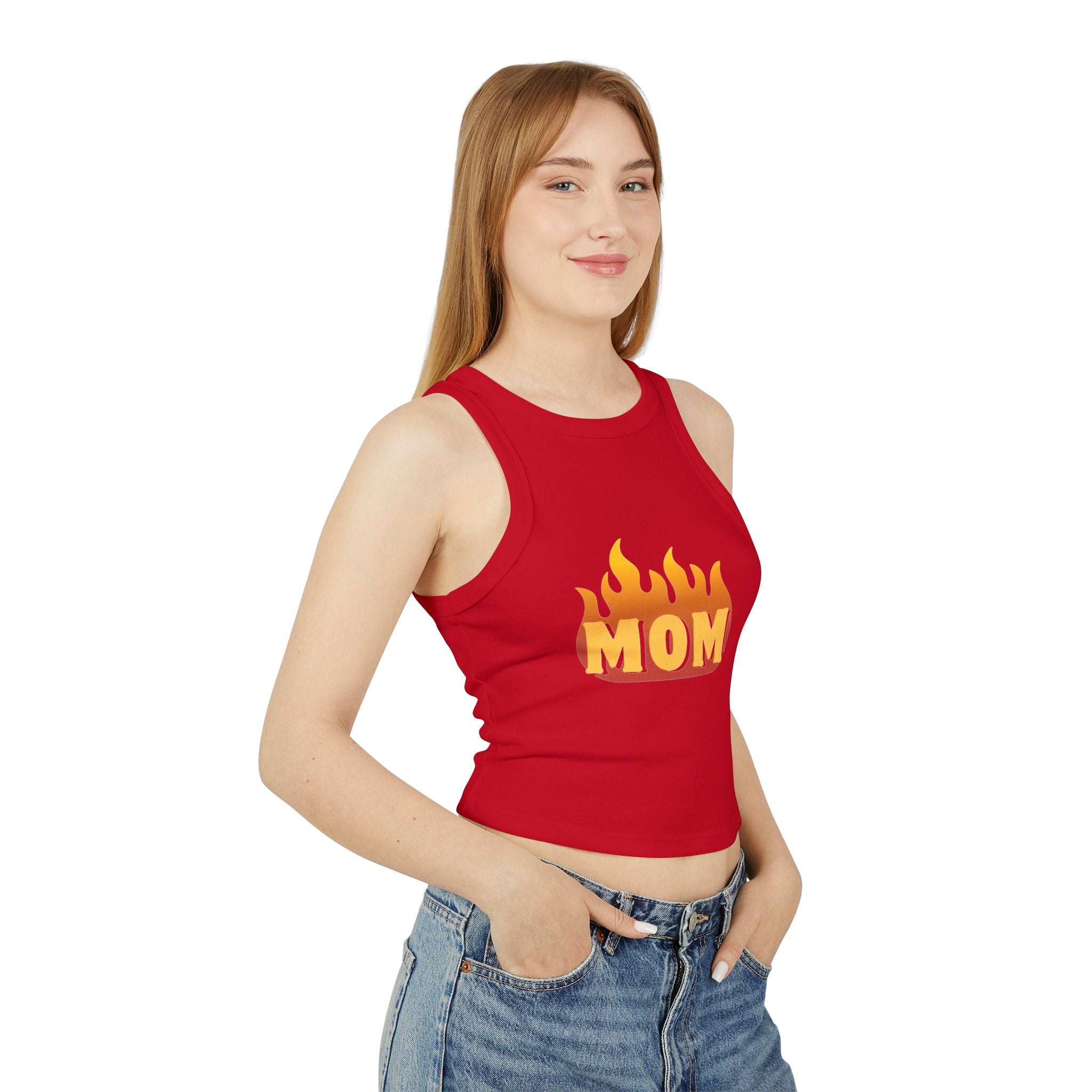 Women's Mom Rib Racer Tank Top