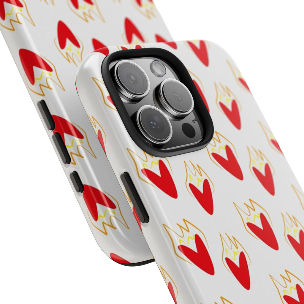 Tough Phone Case — Red Flaming Heart Pattern